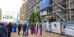 Richtfest im Binnenhafen für Studentenbuden und Kindergarten