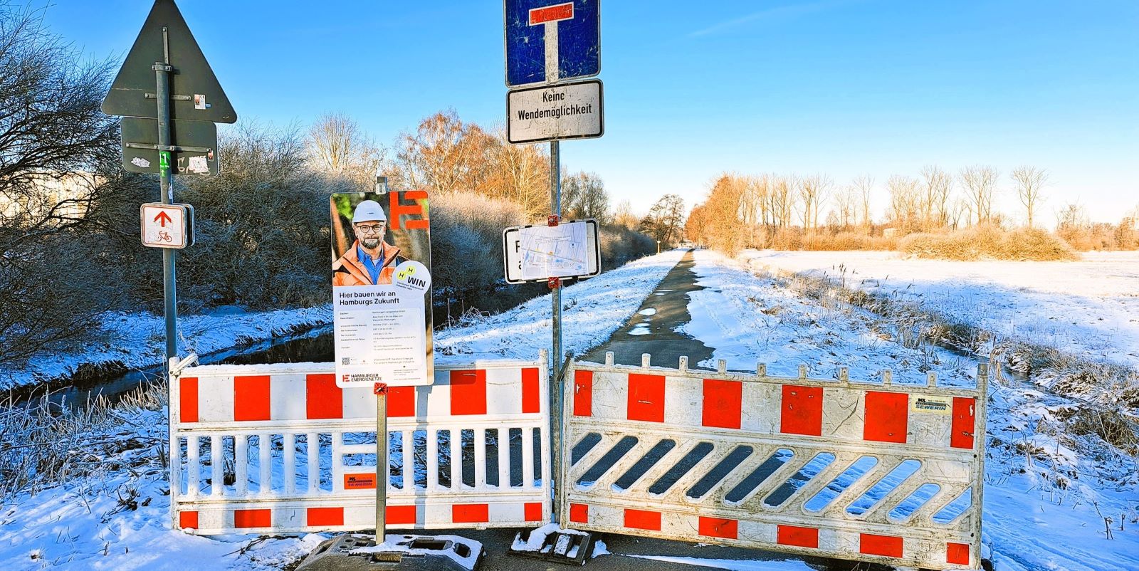 Vollsperrung am Moorburger Hinterdeich: ADFC fordert Umleitung für Radfahrer