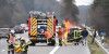 Mazda ging auf der A7 bei Thieshope in Flammen auf